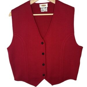 90s Vintage Talbots Red Collared Sleeveless‎ Sweater Vest 100% Wool Size Medium